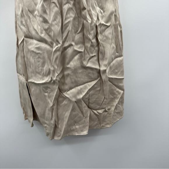 Zara Satin Ruched Beige Halter Tie Shift Mini Slip Dress Size‎ M NWT - Picture 4 of 11